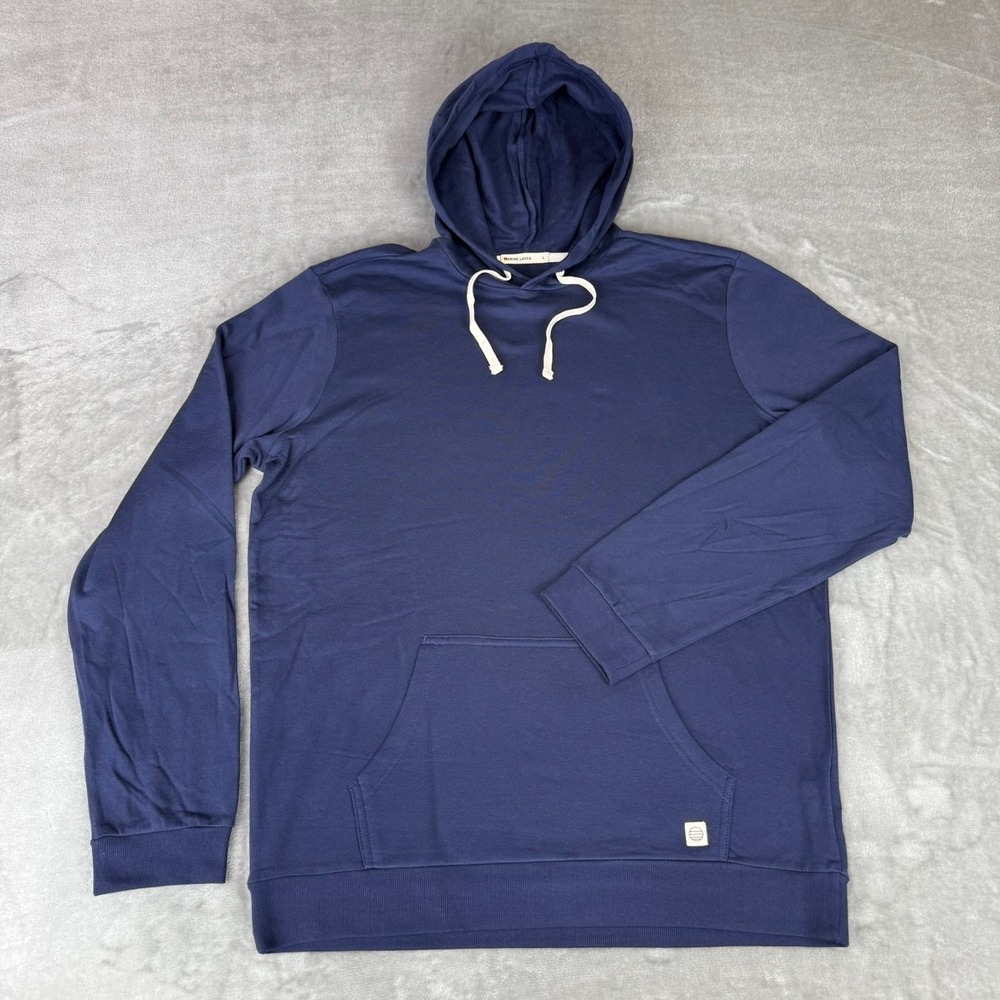 Marine Layer Sunset Pullover Hoodie Mens Large True Navy Blue Stretch $98 NWOT